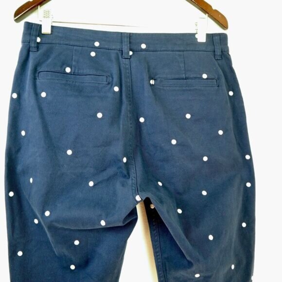J Crew Size 30 Vintage Straight Pant Polka-dot Stretch Chino Navy Blue - Picture 6 of 10